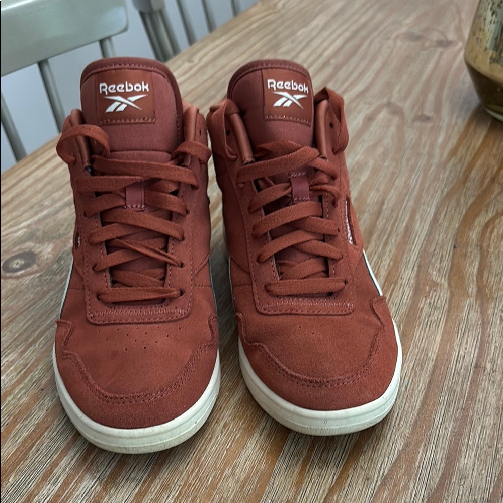 Reebok Red High-Top Athletic Shoes with Suede Finish